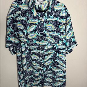 Columbia Sportswear Fish Print Button-Up Shirt – Men’s XL